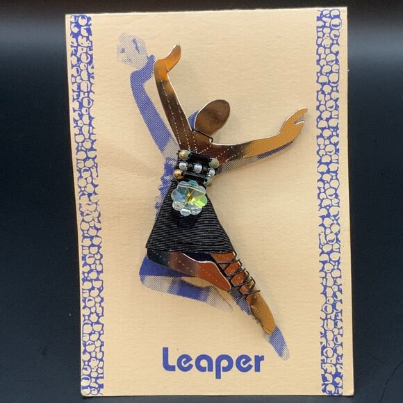 Liztech Signed LEAPER Joyful Happiness Dance Circa 1994 Brooch Artist Made J410 - Picture 9 of 9
